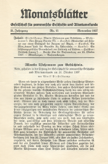 Monatsbl&auml;tter Jhrg. 51, H. 11 (1937)
