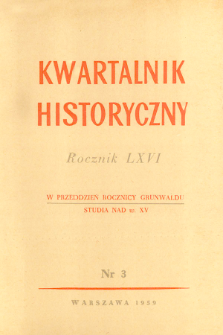 Kwartalnik Historyczny R. 66 nr 3 (1959), Dyskusje i polemiki