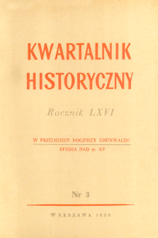 Kwartalnik Historyczny, R. 66 nr 3 (1959), Dyskusje i polemiki