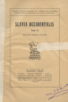 Slavia Occidentalis. T. 17 (1938)