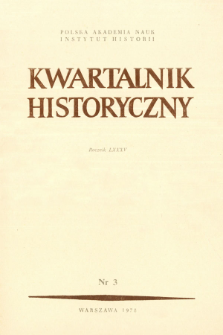 Kwartalnik Historyczny R. 85 nr 3 (1978), Strony tytułowe, spis treści
