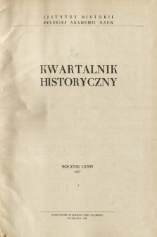 Kwartalnik Historyczny R. 74 nr 3 (1967), Strony tytułowe, spis treści