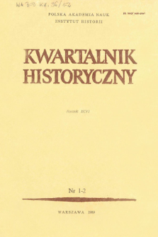 Kwartalnik Historyczny R. 96 nr 1/2 (1989), Strony tytułowe, Spis treści