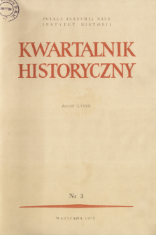 Kwartalnik Historyczny R. 82 nr 3 (1975), Strony tytułowe, Spis treści