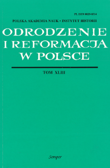 Odrodzenie i Reformacja w Polsce T. 43 (1999), Strony tytułowe, Spis treści