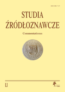 Studia Źródłoznawcze = Commentationes T. 51 (2013), Title pages, Contents