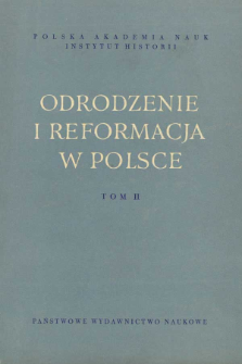 Odrodzenie i Reformacja w Polsce T. 2 (1957), Strony tytułowe, Spis treści