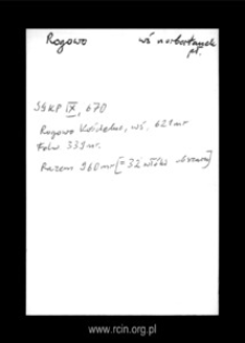 Rogowo Kościelne. Files of Wyszogrod district in the Middle Ages. Files of Historico-Geographical Dictionary of Masovia in the Middle Ages