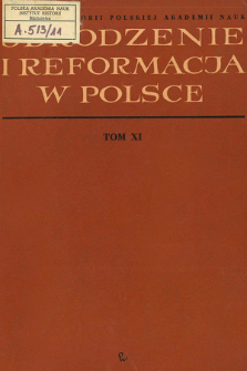 Z badań nad recepcją literatury antycznej w Polsce w okresie Odrodzenie