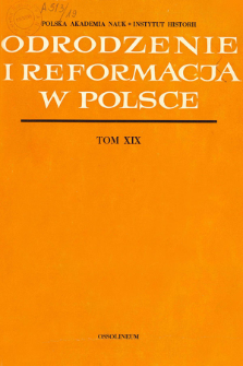 Odrodzenie i Reformacja w Polsce T. 19 (1974), Strony tytułowe, Spis treści