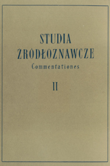 Studia Źródłoznawcze = Commentationes. T. 2 (1958), Komunikaty