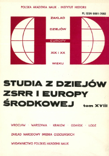 Studia z Dziejów ZSRR i Europy Środkowej. T. 18 (1983), Strony tytułowe, spis treści