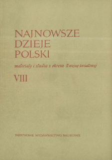 Najnowsze Dzieje Polski : materiały i studia z okresu II wojny światowej T. 8 (1964), Strony tytułowe, Spis treści