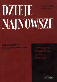 Dzieje Najnowsze : [kwartalnik poświęcony historii XX wieku] R. 30 z. 4 (1998), Title pages, Contents