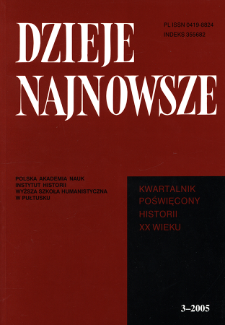 Dzieje Najnowsze : [kwartalnik poświęcony historii XX wieku] R. 37 z. 3 (2005), Strony tytułowe, spis treści