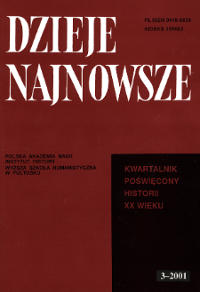 Dzieje Najnowsze : [kwartalnik poświęcony historii XX wieku] R. 33 z. 3 (2001), Strony tytułowe, spis treści