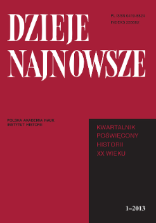 Dzieje Najnowsze : [kwartalnik poświęcony historii XX wieku] R. 45 z. 1 (2013), Title pages, Contents