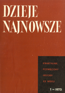 Dzieje Najnowsze : [kwartalnik poświęcony historii XX wieku] R. 5 z. 1 (1973), Title pages, Contents