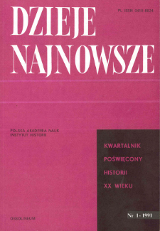 Dzieje Najnowsze : [kwartalnik poświęcony historii XX wieku] R. 23 z. 1 (1991), Title pages, Contents