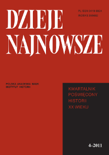 Dzieje Najnowsze : [kwartalnik poświęcony historii XX wieku] R. 43 z. 4 (2011), Title pages, Contents