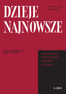Dzieje Najnowsze : [kwartalnik poświęcony historii XX wieku] R. 43 z. 1 (2011), Title pages, Contents
