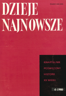 Dzieje Najnowsze : [kwartalnik poświęcony historii XX wieku] R. 12 z. 4 ( 1980), Title pages, Contents