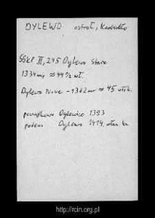 Dylewo. Files of Ostroleka district in the Middle Ages. Files of Historico-Geographical Dictionary of Masovia in the Middle Ages