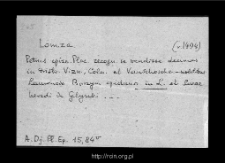 Łomża 1494-1515. Files of Historico-Geographical Dictionary of Masovia in the Middle Ages. Files of Lomza district in the Middle Ages