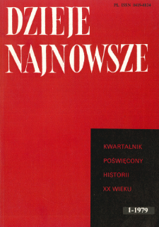 Dzieje Najnowsze : [kwartalnik poświęcony historii XX wieku] R. 11 z. 1 (1979), Strony tytułowe, Spis treści