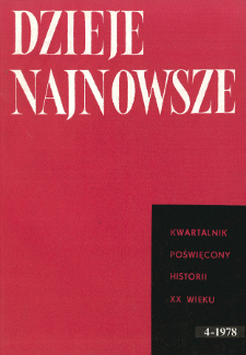Dzieje Najnowsze : [kwartalnik poświęcony historii XX wieku] R. 10 z. 4 (1978), Title pages, Contents
