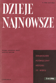 Dzieje Najnowsze : [kwartalnik poświęcony historii XX wieku] R. 18 z. 3-4 (1986), Strony tytułowe, Spis treści
