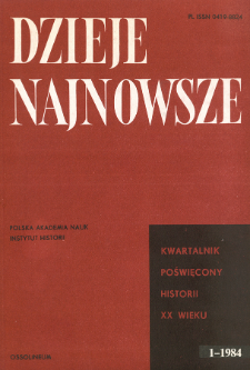 Dzieje Najnowsze : [kwartalnik poświęcony historii XX wieku] R. 16 z. 1 ( 1984), Title pages, Contents
