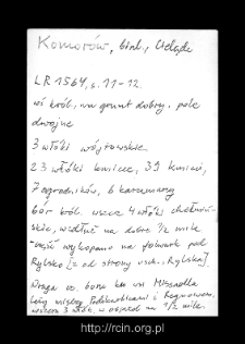 Komor&oacute;w. Files of Biala Rawska district in the Middle Ages. Files of Historico-Geographical Dictionary of Masovia in the Middle Ages