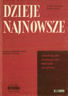 Dzieje Najnowsze : [kwartalnik poświęcony historii XX wieku] R. 25 z. 2 (1993), Title pages, Contents