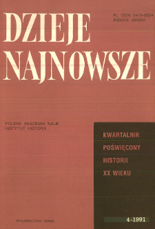 Dzieje Najnowsze : [kwartalnik poświęcony historii XX wieku] R. 23 z. 4 (1991), Title pages, Contents