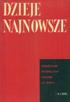 Dzieje Najnowsze : [kwartalnik poświęcony historii XX wieku] R. 8 z. 4 (1976), Title pages, Contents