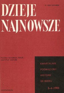 Dzieje Najnowsze : [kwartalnik poświęcony historii XX wieku] R. 14 z. 1-4 (1982), Title pages, Contents