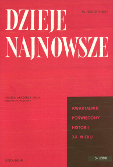 Dzieje Najnowsze : [kwartalnik poświęcony historii XX wieku] R. 22 z. 3 (1990), Title pages, Contents