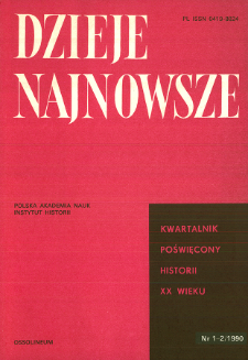 Dzieje Najnowsze : [kwartalnik poświęcony historii XX wieku] R. 22 z. 1-2 (1990), Title pages, Contents