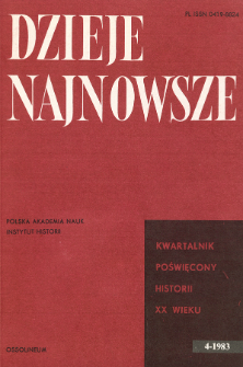 Dzieje Najnowsze : [kwartalnik poświęcony historii XX wieku] R. 15 z. 4 (1983), Strony tytułowe, Spis treści