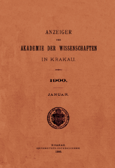 Anzeiger der Akademie der Wissenschaften in Krakau. No 1 Januar (1900)