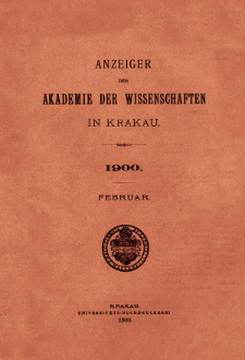 Anzeiger der Akademie der Wissenschaften in Krakau. No 2 Februar (1900)