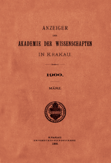 Anzeiger der Akademie der Wissenschaften in Krakau. No 3 M&auml;rz (1900)