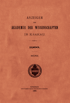 Anzeiger der Akademie der Wissenschaften in Krakau. No 3 März (1900)