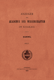 Anzeiger der Akademie der Wissenschaften in Krakau. No 7 Juli (1900)