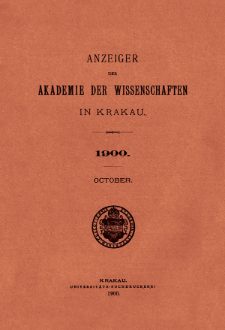 Anzeiger der Akademie der Wissenschaften in Krakau. No 8 Oktober (1900)