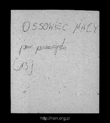 Os&oacute;wiec Szlachecki. Files of Przasnysz district in the Middle Ages. Files of Historico-Geographical Dictionary of Masovia in the Middle Ages