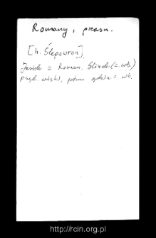 Romany. Files of Przasnysz district in the Middle Ages. Files of Historico-Geographical Dictionary of Masovia in the Middle Ages