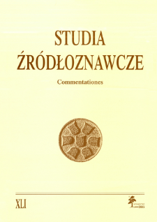 Studia Źródłoznawcze = Commentationes T. 41 (2003), Title pages, Contents