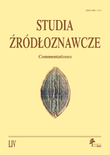 Studia Źródłoznawcze = Commentationes T. 54 (2016), Title pages, Contents